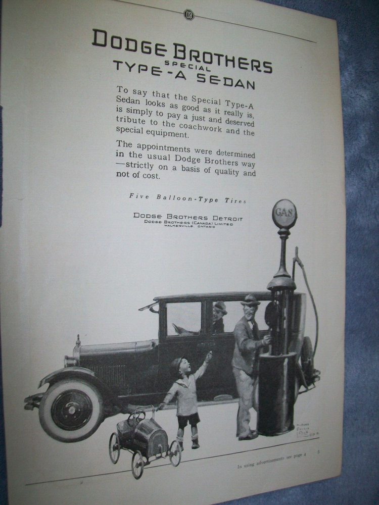1925 Dodge women's mag car ad w/ pedal car & gas pump