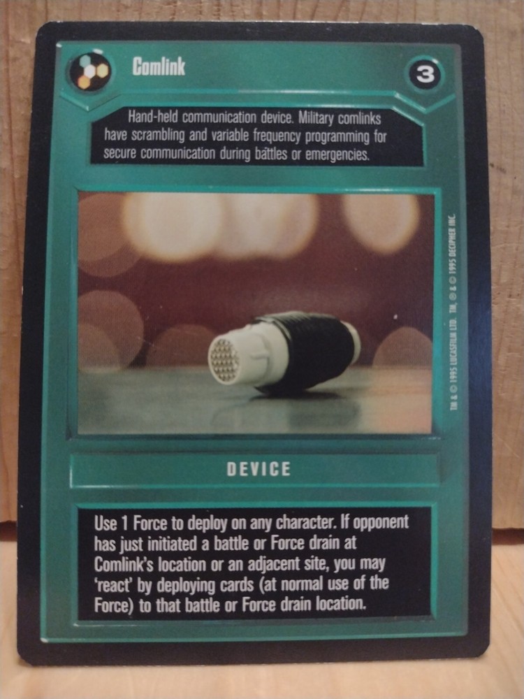 1995 Star Wars Card Game: DEVICE: COMLINK.  Black BORDER  MC9
