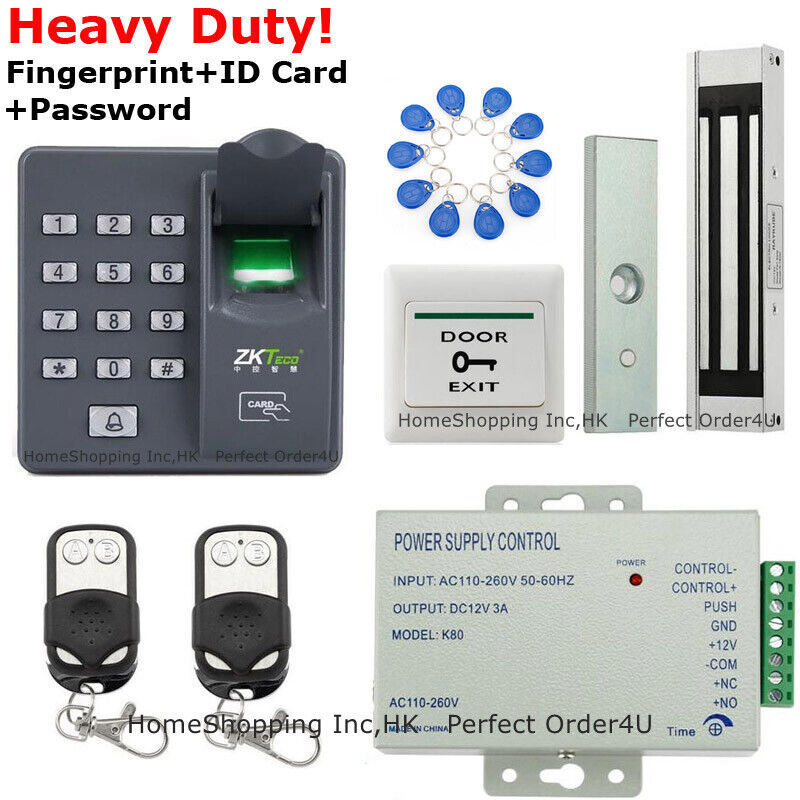 ZKTeco Fingerprint RFID Card Access Control Kit with Magnetic Lock and 2 Remotes