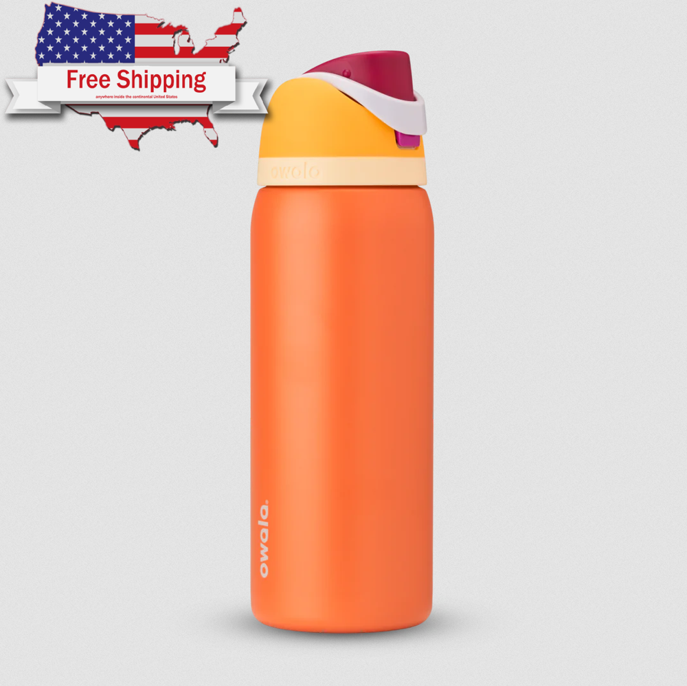 Owala FreeSip Stainless Steel Insulated Water Bottle, 32oz, Citrus Crush.