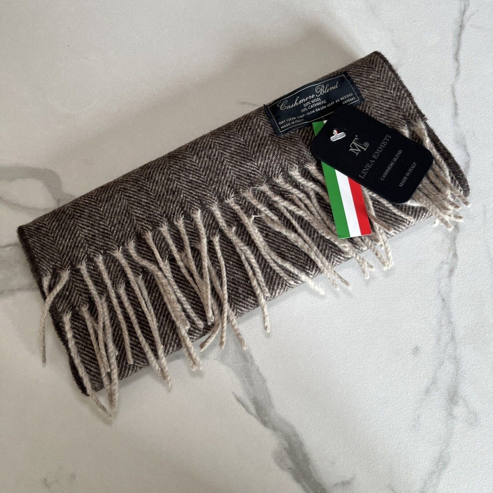 Emmeti Tan Cashmere Wool Blend Scarf Made in Italy NWT