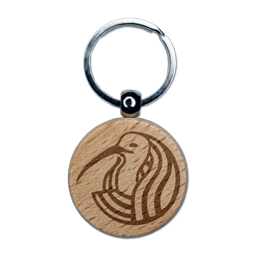 Thoth Head Egyptian God of Knowledge Engraved Wood Round Keychain Tag Charm
