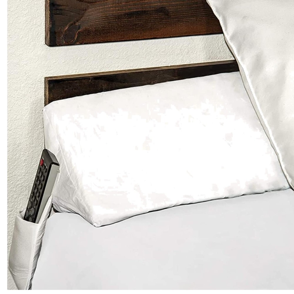 King Bed Wedge Pillow - Gap Filler for Headboard & Mattress with Storage Pockets