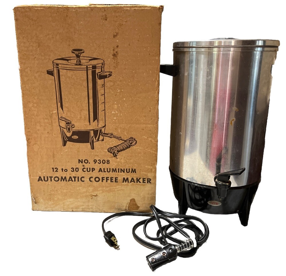 Vintage West Bend Automatic Coffee Maker 12 - 30 Cup Aluminum No. 9308