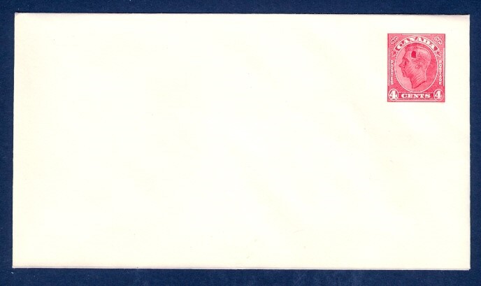 CANADA 4c KGVI HOLE IN THE HEAD RED ENVELOPE VARIETY MINT