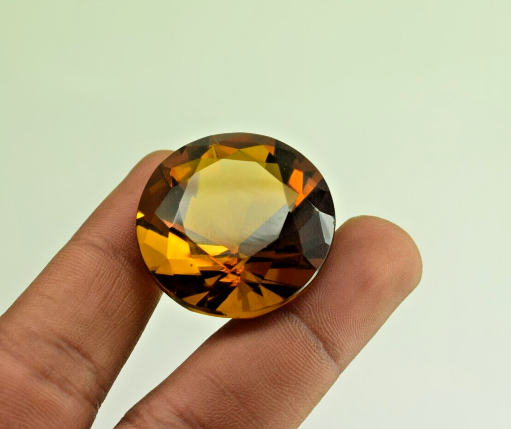 Big Loose Brown Citrine Gemstone 104Ct Round Cut Jewelry Quality Natural Citrine Stone