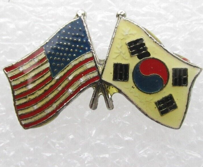 USA American Flag South Korea Flag Friendship Lapel Pin (C784)