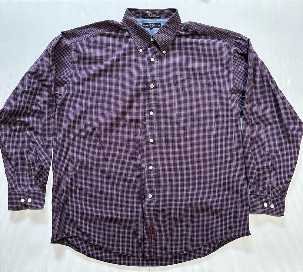 Tommy Hilfiger Men’s Button Down Shirt Long Sleeve Check Golf Size XL