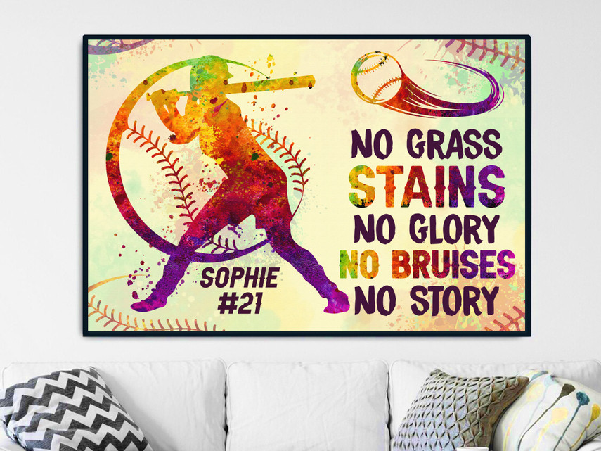 Custom Basketball Girl Player Poster - No Grass Stains Motivational Wall Art