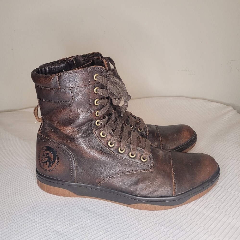 Diesel Basket Butch Zippy Leather Boot sz 10.5