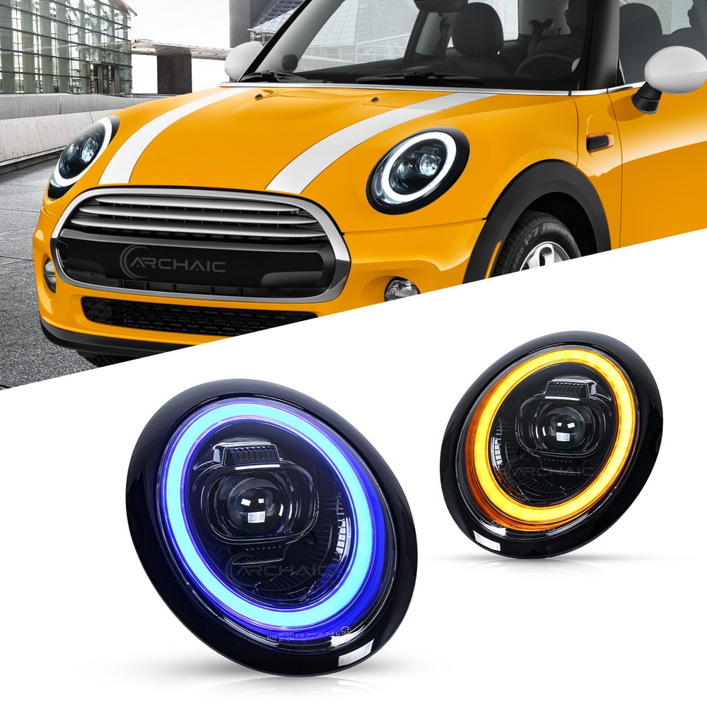 Pair Headlights w Startup Animated DRL For 2001-2007 BMW Mini Cooper R50 R52 R53