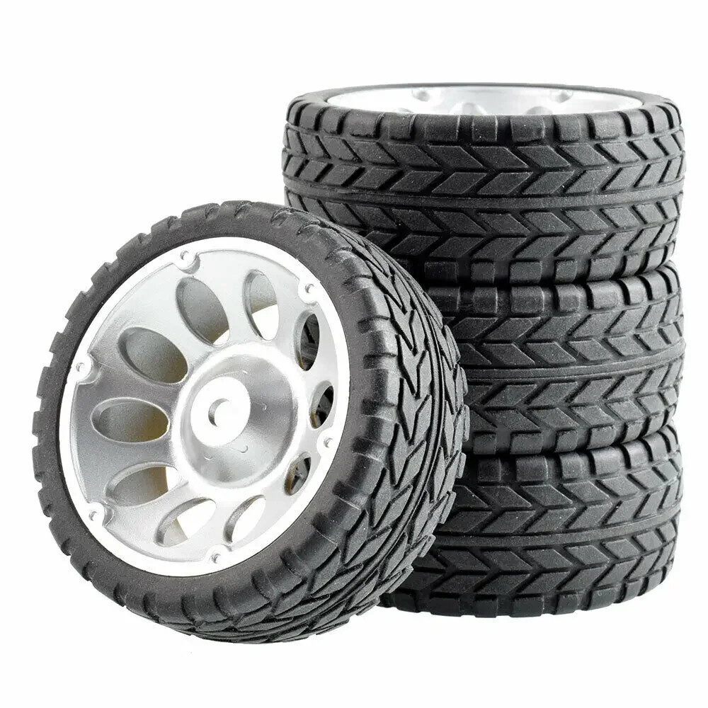 4Pcs 1/10 RC Rally Car Wheels & Tires Set Compatible with HPI KYOSHO Tamiya TT02 XV01