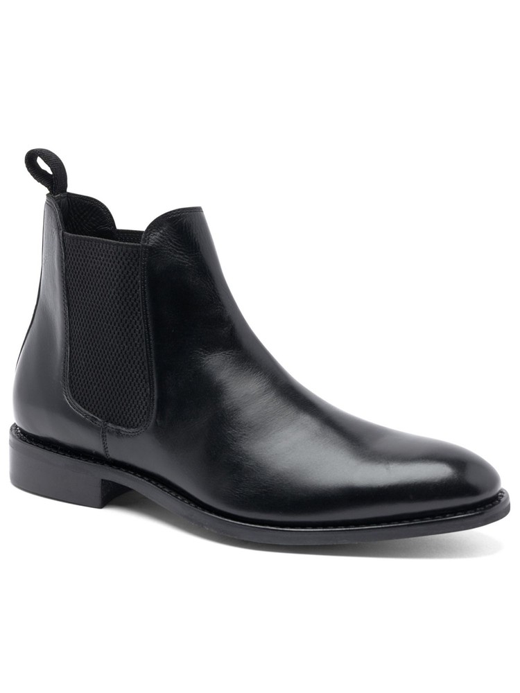 ANTHONY VEER ESSENTIALS Womens Black Jefferson Almond Leather Chelsea 11.5 D