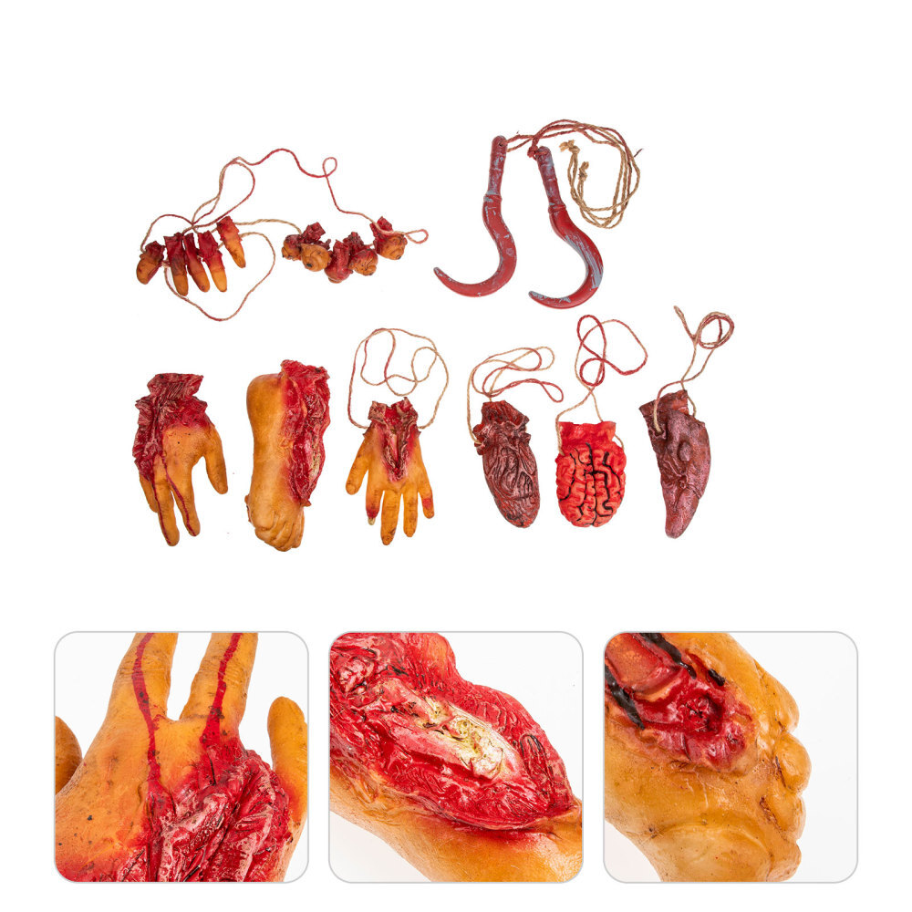 8 Pcs Fake Hand Halloween Organ Trick Treat Decorations Prank Props