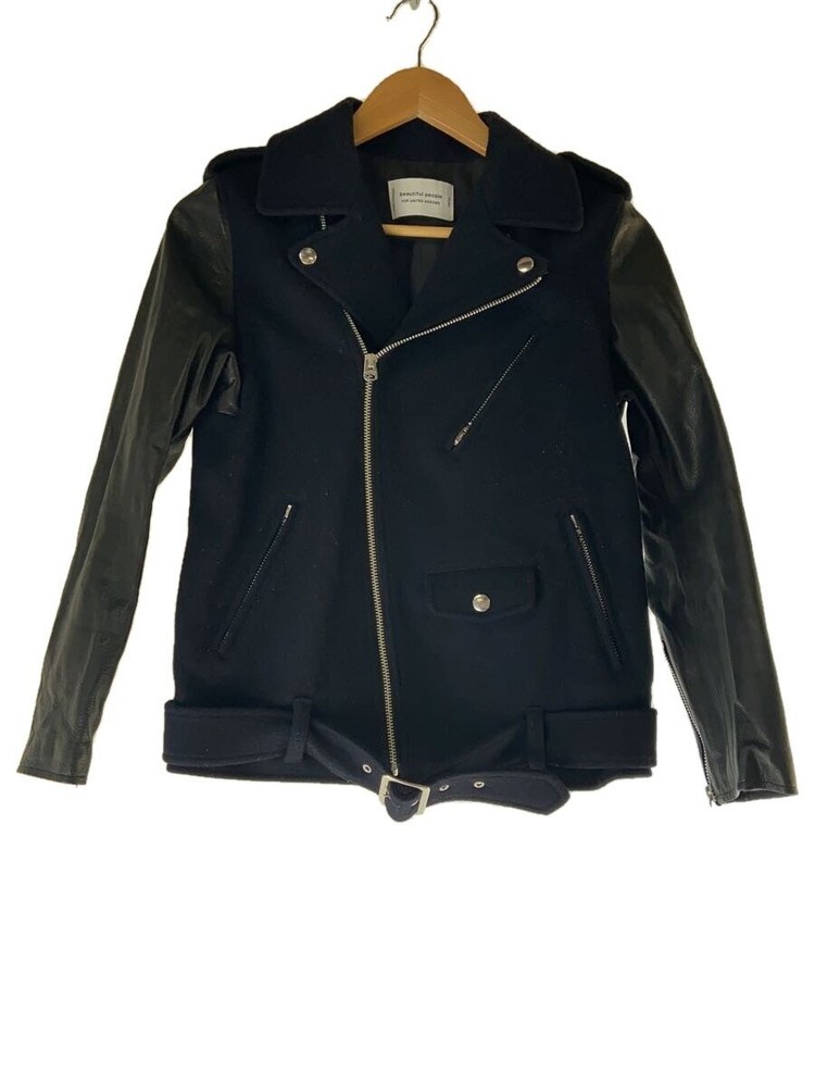 Stylish Black Wool Leather Blouson Jacket by Beautiful People