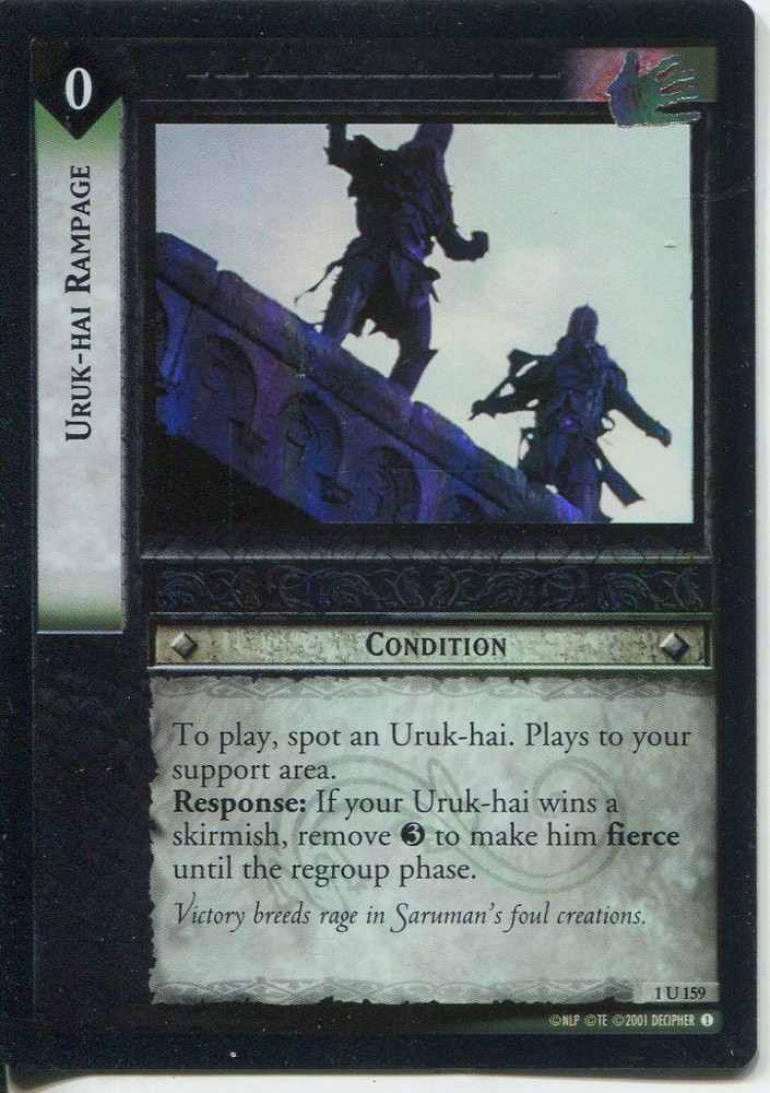 Lord Of The Rings CCG FotR Foil Card 1.U159 Uruk Hai Rampage