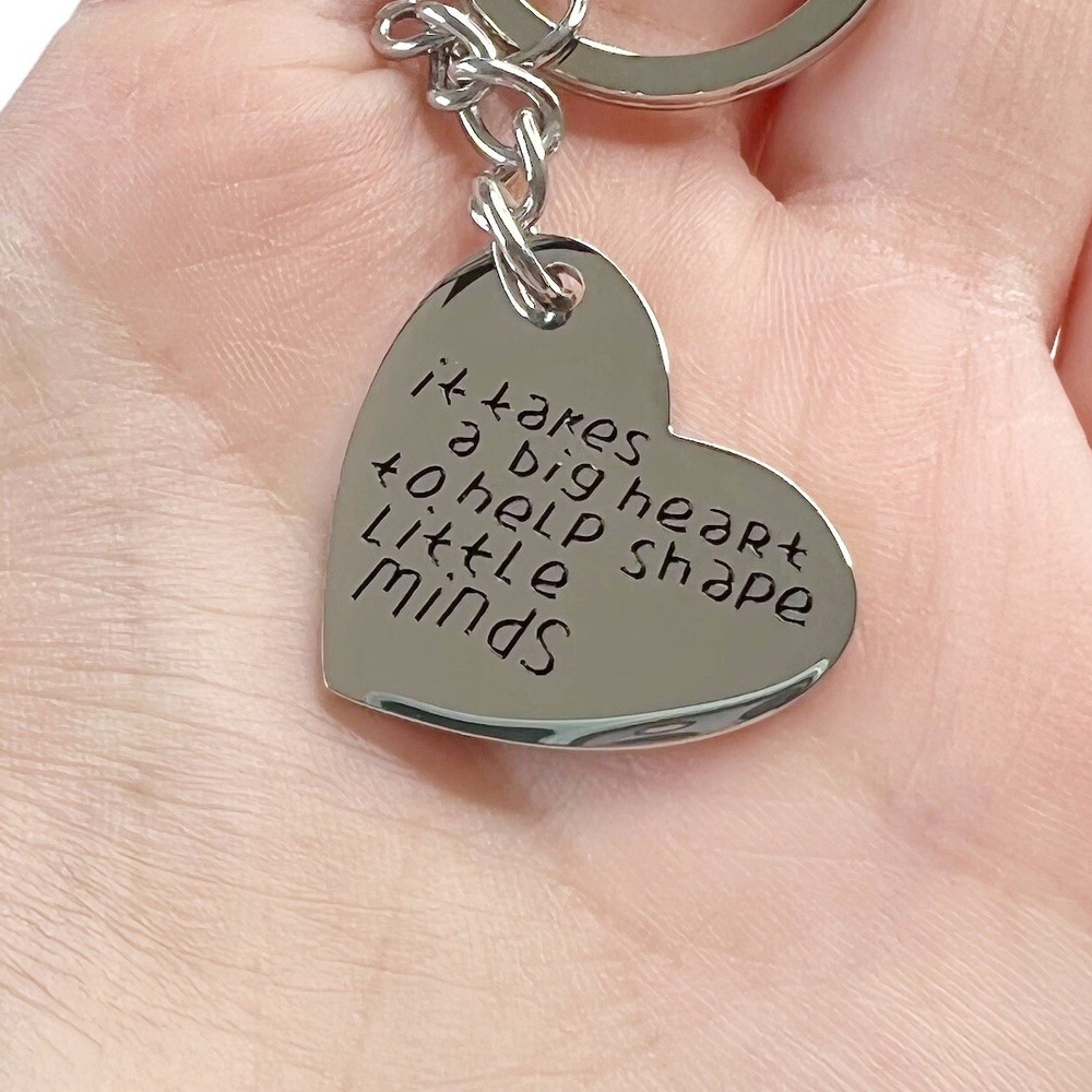 New Teacher Gift Heart Shaped Silver Tone Keychain Big Heart Little Minds W/ Box