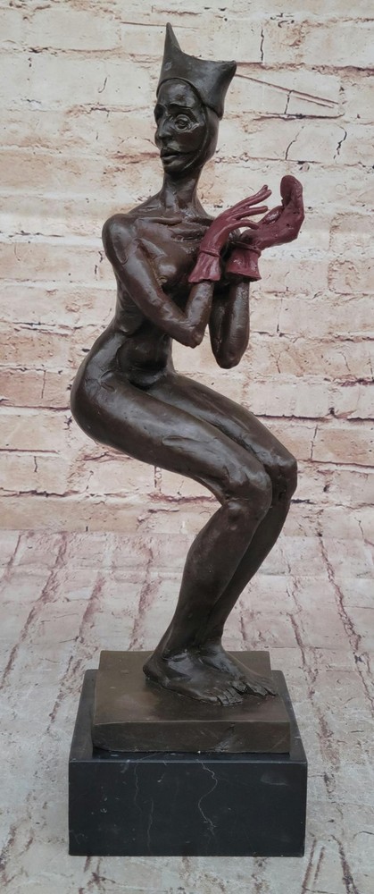 Art Deco Bronze Court Jester Sculpture by Aldo Vitaleh - European Made