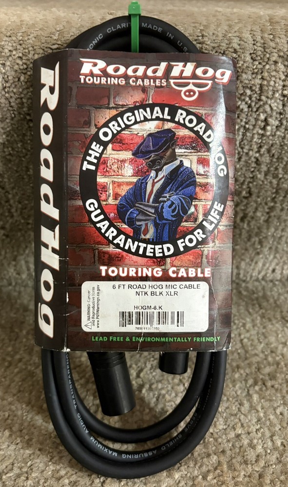 6-foot Rapco Roadhog XLR Mic Cable HOGM-6.K - XLRM/XLRF 6-feet 6ft 6'