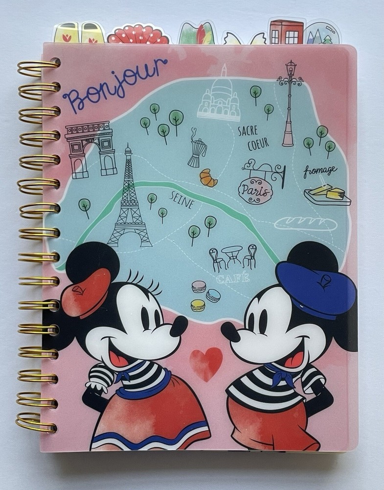 Disney Mickey Minnie Travel Tab Journal Notebook, Spiral Bound, 144 Lined Pages