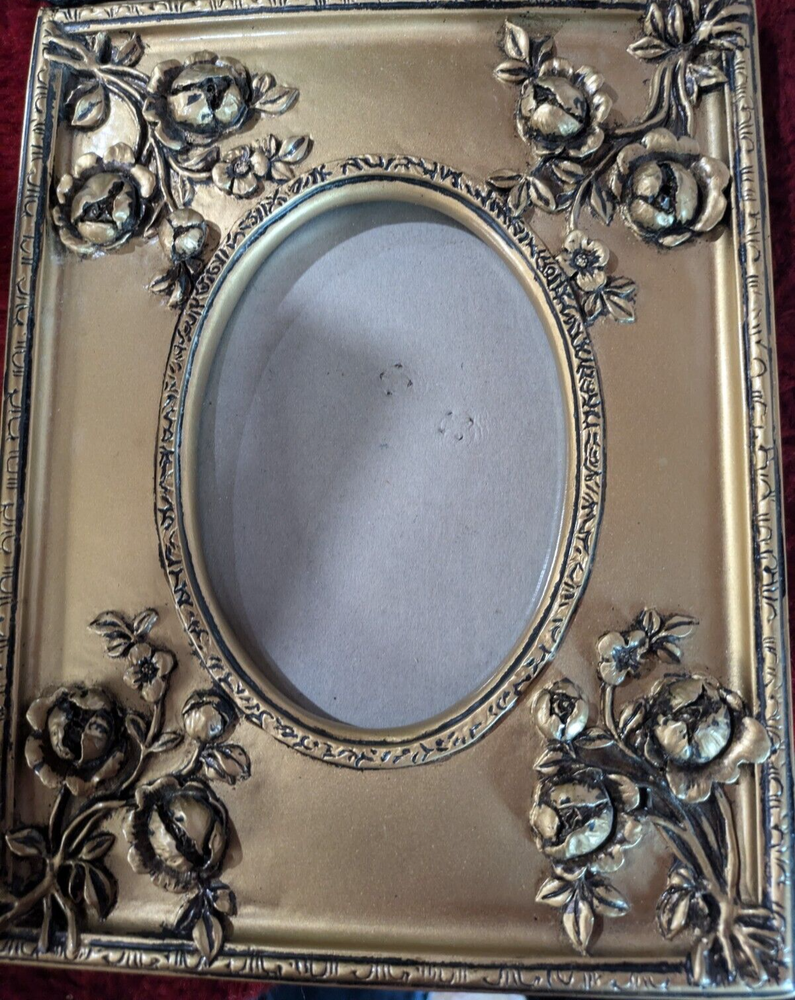 Victorian  Ornate Gold Paint With Raised Roses Picture Frame