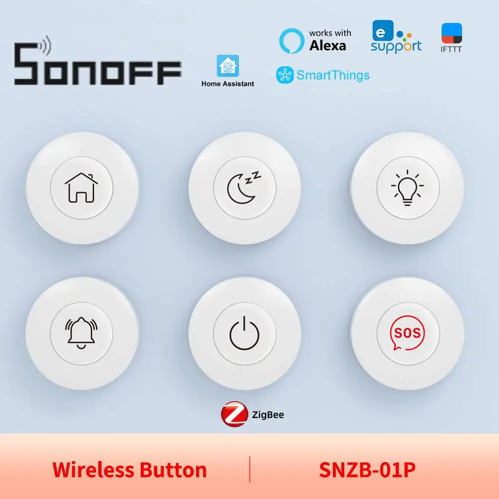 Zigbee Wireless Switch SNZB-01P Smart Home Scene Control Two-Way SOS Button