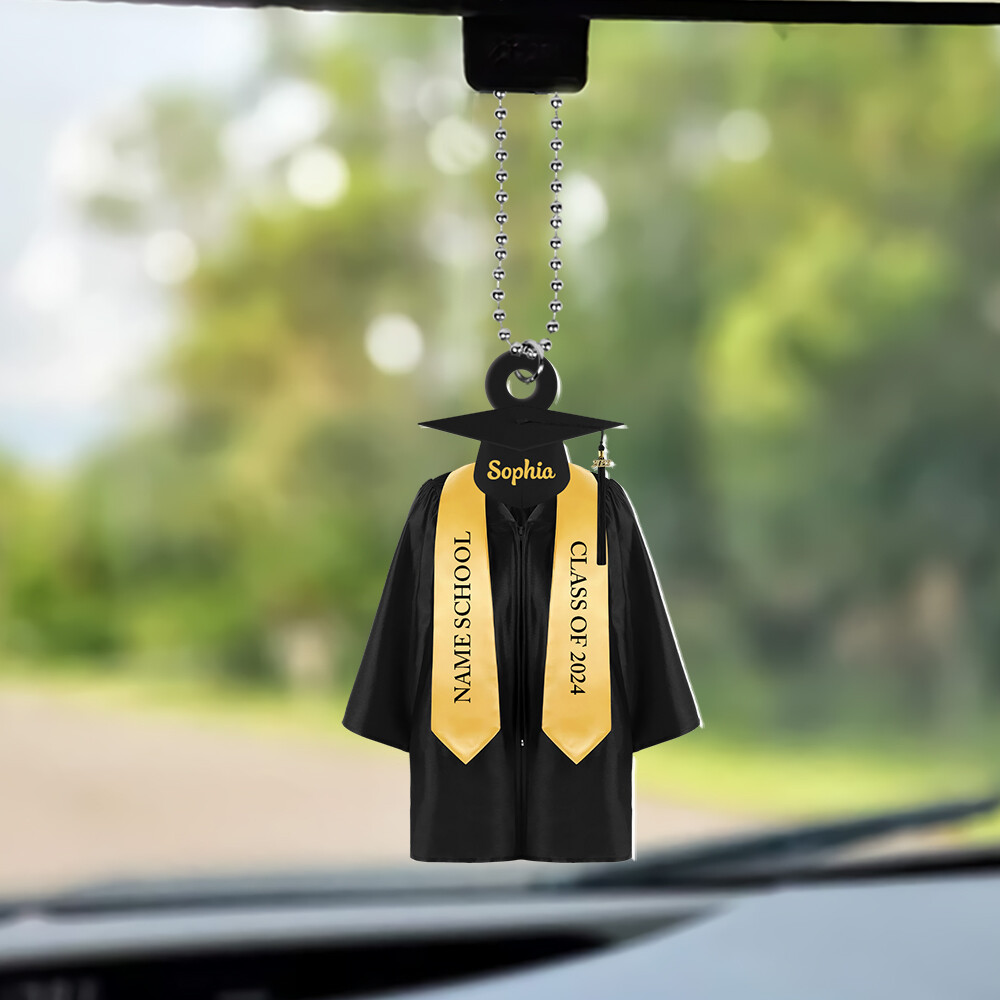 Custom Class of 2024 Graduation Cap & Gown Keepsake Ornament-image