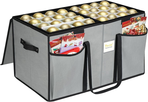 Christmas Ornament Storage Box for 128 Balls - Grey No Tray