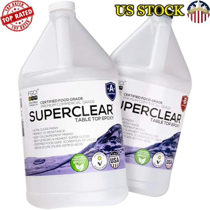 2 Gallon Food Safe Anti-Yellowing UV Resistant Table Top Epoxy Resin Kit  