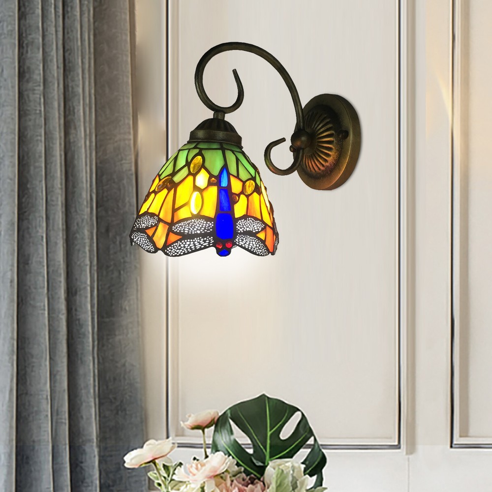 Tiffany Stained Glass Wall Sconce 60W Bedroom Lighting Fixture Lamp