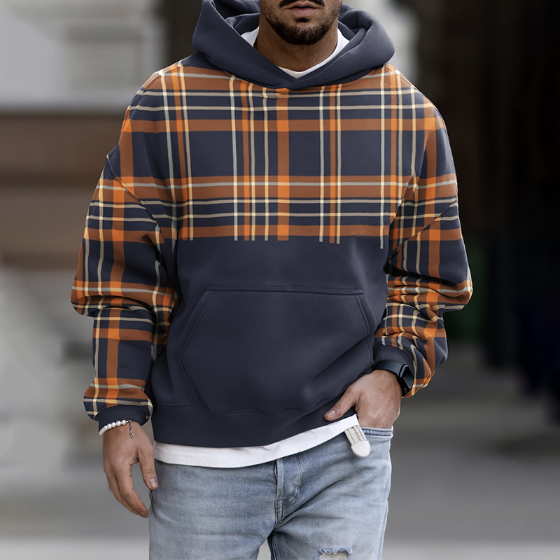 Men's Casual Fashion Trendy Plaid Print Sweatshirt