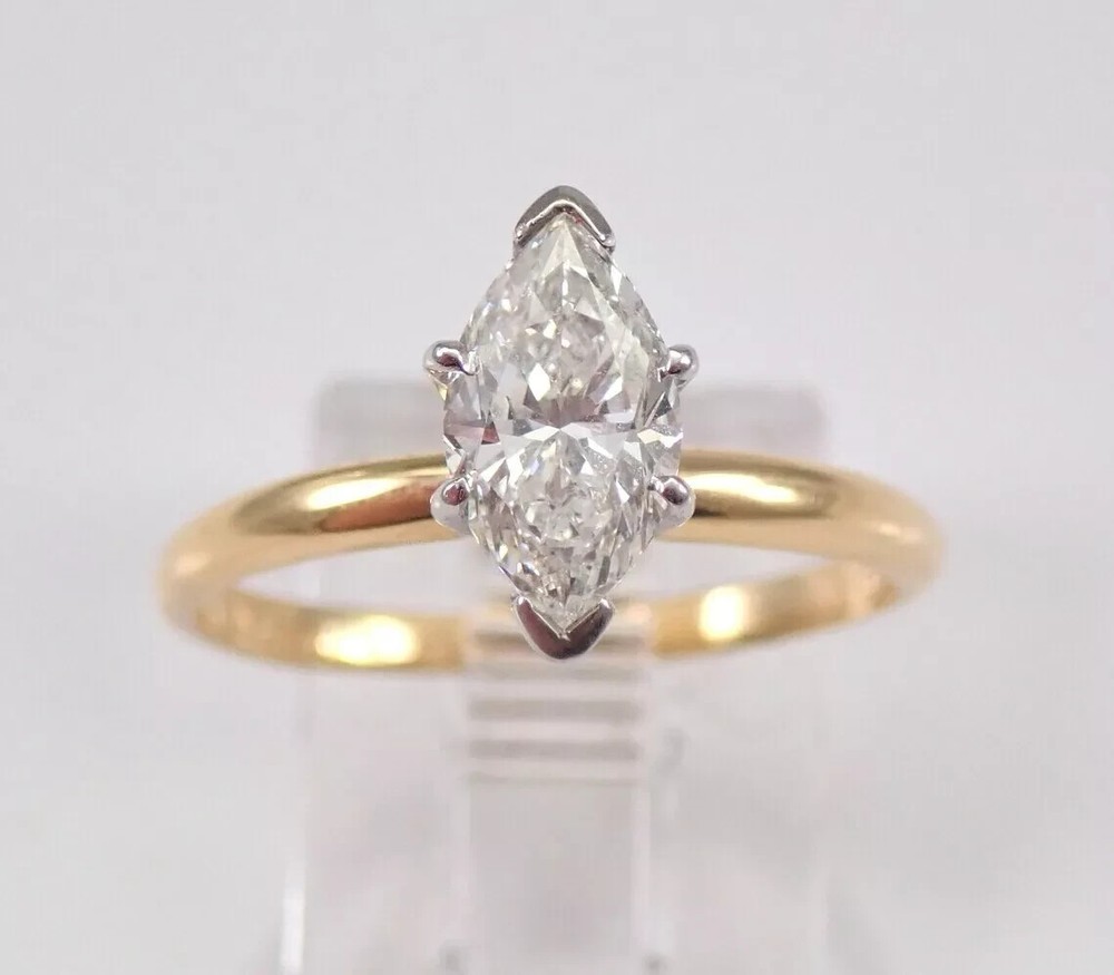 2Ct Marquise Cut Moissanite Wedding Ring in 14k Yellow Gold Plated
