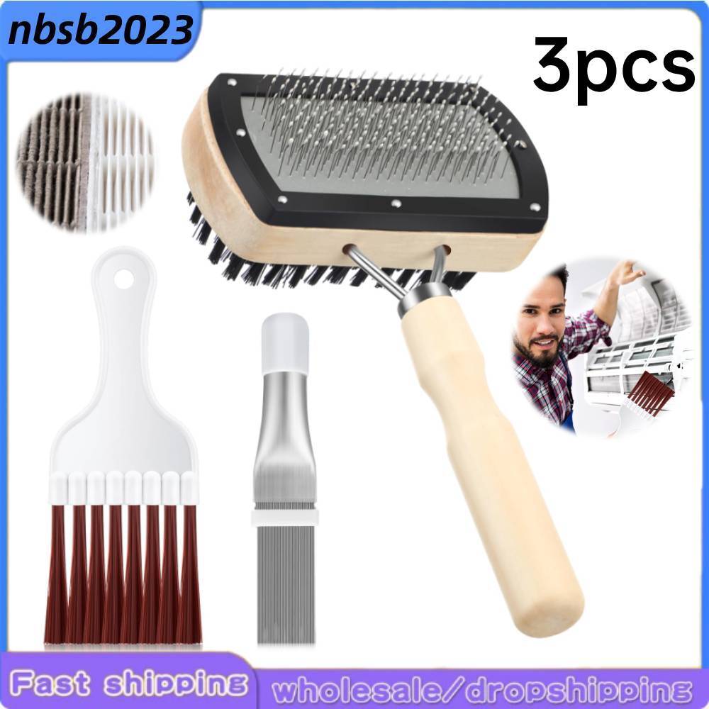 3pcs Air Conditioner Condenser Fin Cleaning Brush Refrigerator Coil Cleaning Set
