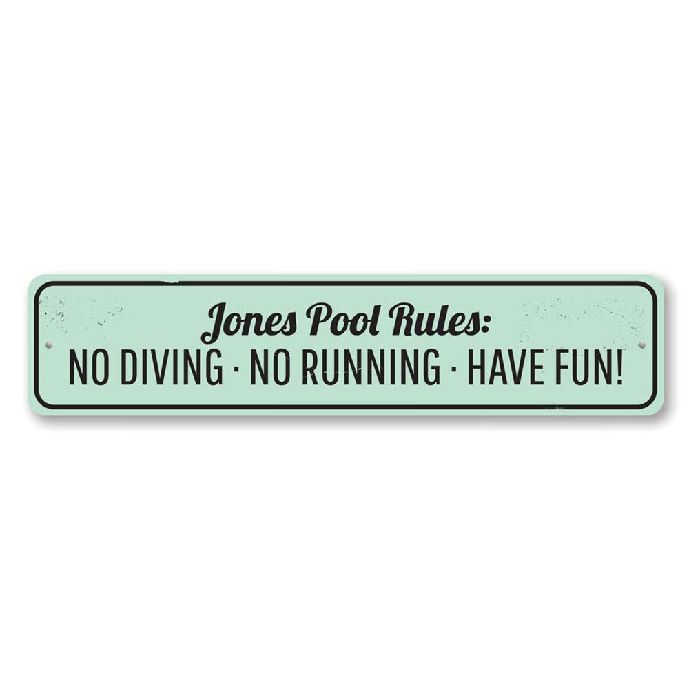 Personalized Pool Rules Family Name Aluminum Metal Decor Sign