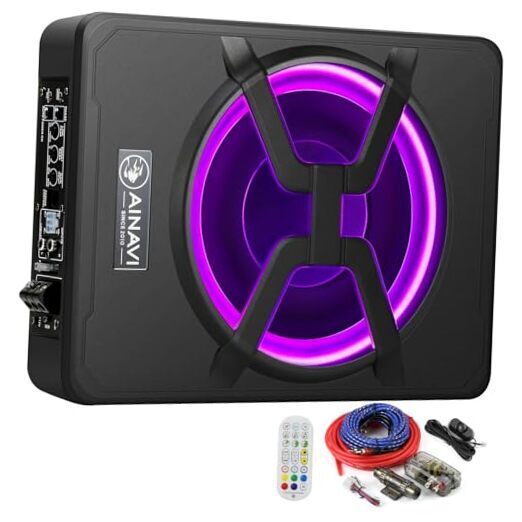 10 Inch Under Seat Car Subwoofer Bass Active Stereo with Multi Colors Ambient