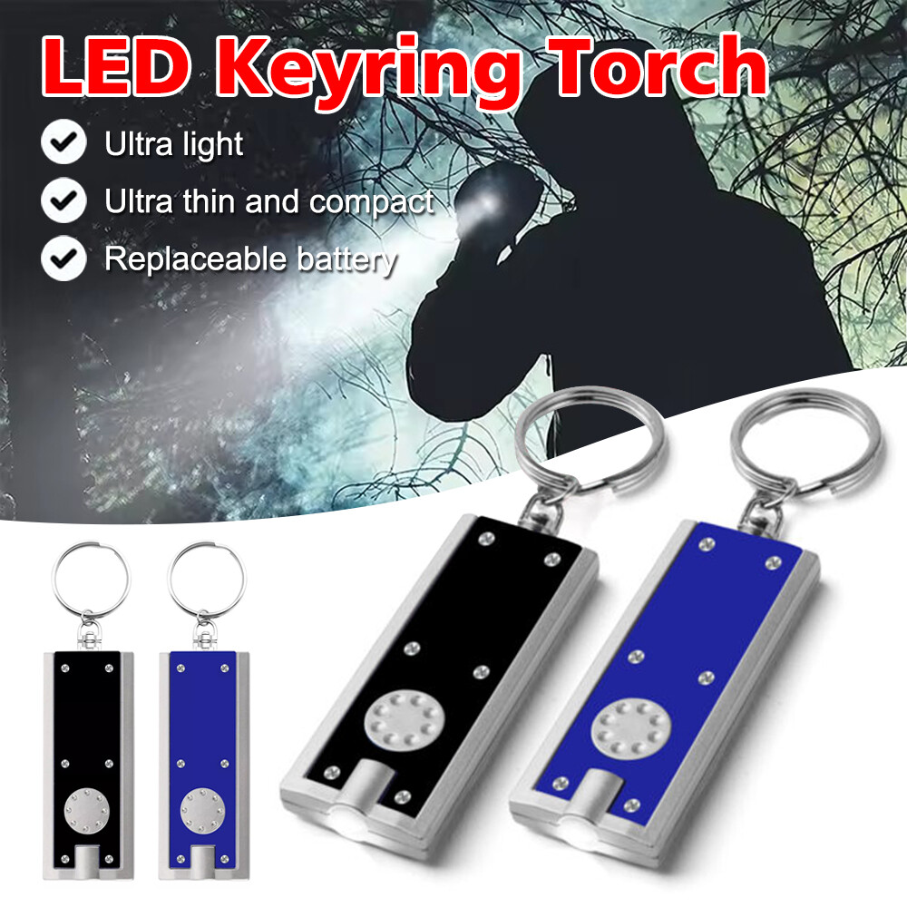 2Pc LED Mini Keychain Flashlight Key Ring Work Lamp Pocket Torch Light