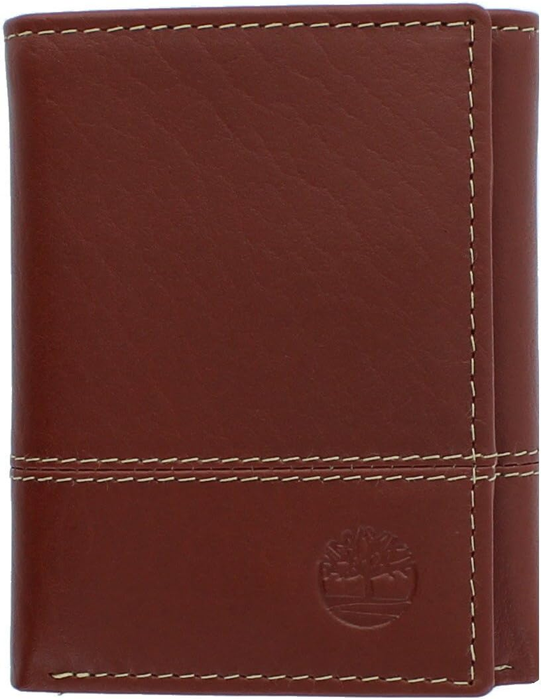 Timberland Men'S Leather RFID Blocking Trifold Wallet, Cognac, One Size