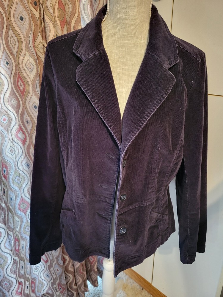 Womens Blue Corduroy Xl Blazer Jacket  St John's Bay