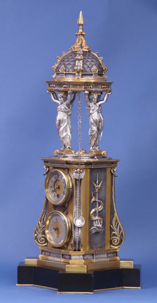 ANTIQUE FRENCH INDUSTRIAL AUTOMATED WALLACE FOUNTAIN CLOCK-image