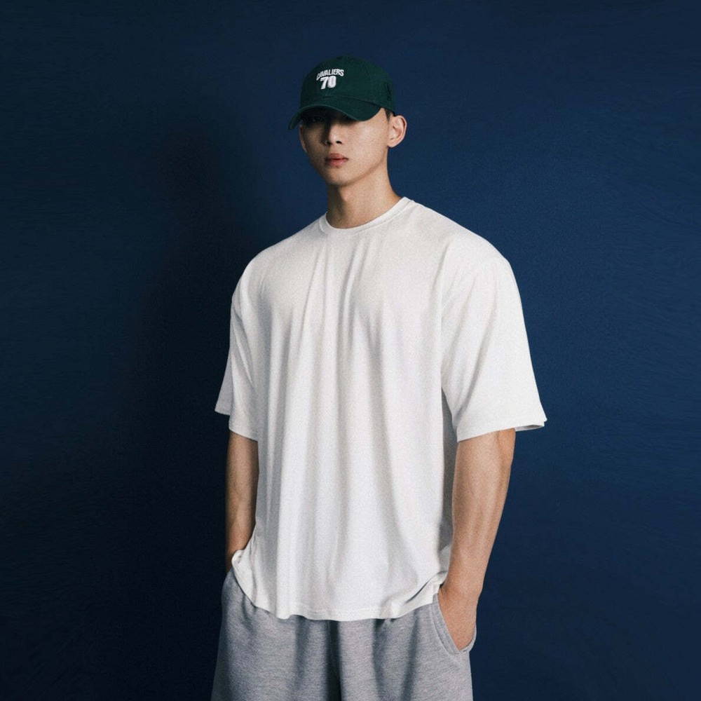 Men's Loose White Half Sleeve Short Sleeve Top