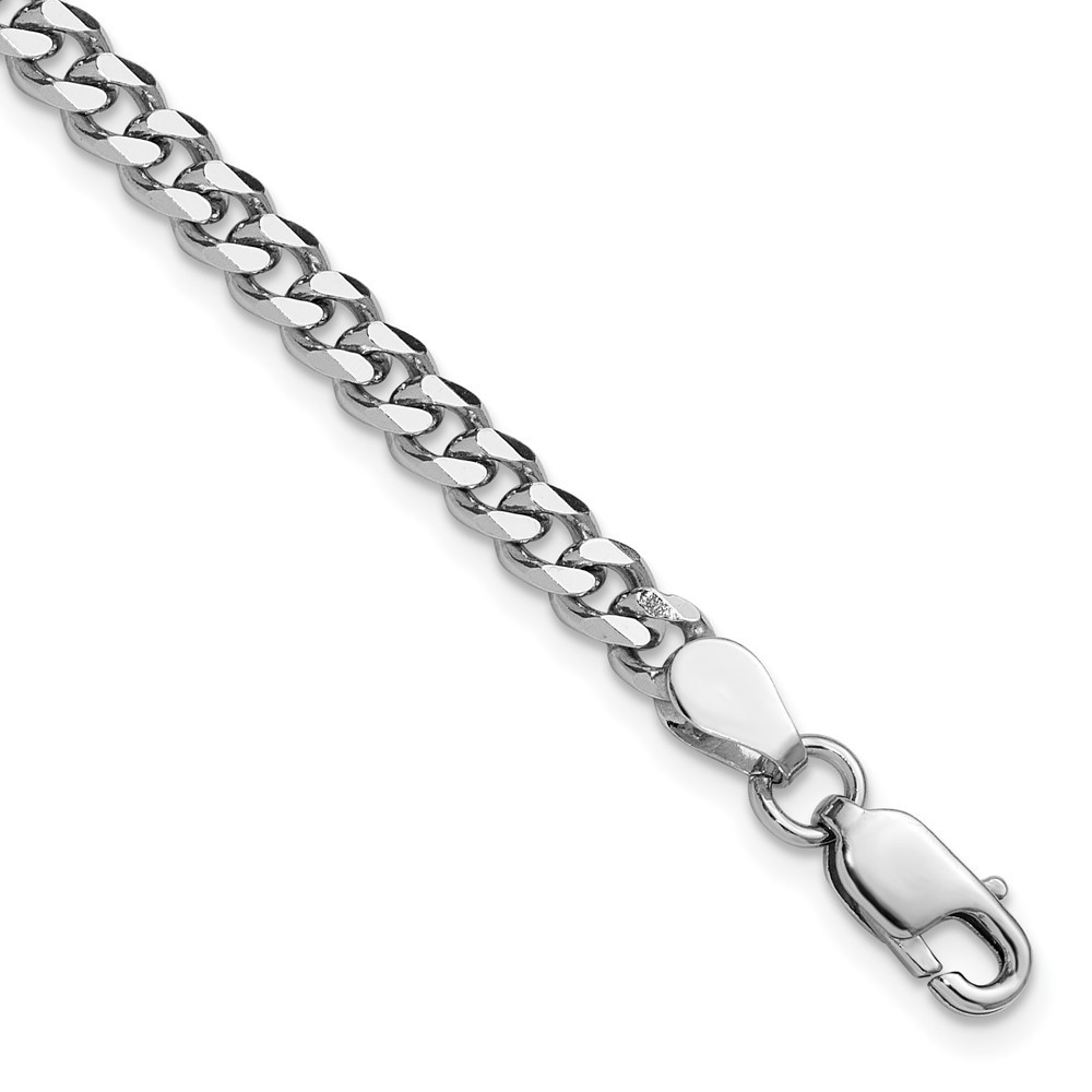 Sterling Silver Rhodium Plated 4.5mm Curb Chain Anklet 9 Inch