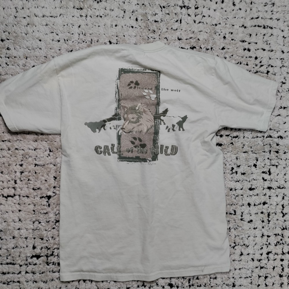 Vintage Call of the Wild Shirt Large Green Wolf Wolves Jansports USA 90s