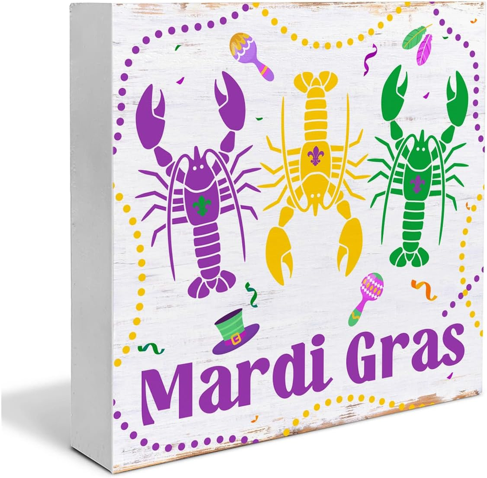 Mardi Gras Decor Mardi Gras Kitchen Decor Mardi Gras Lobsters Wooden Sign Mardi