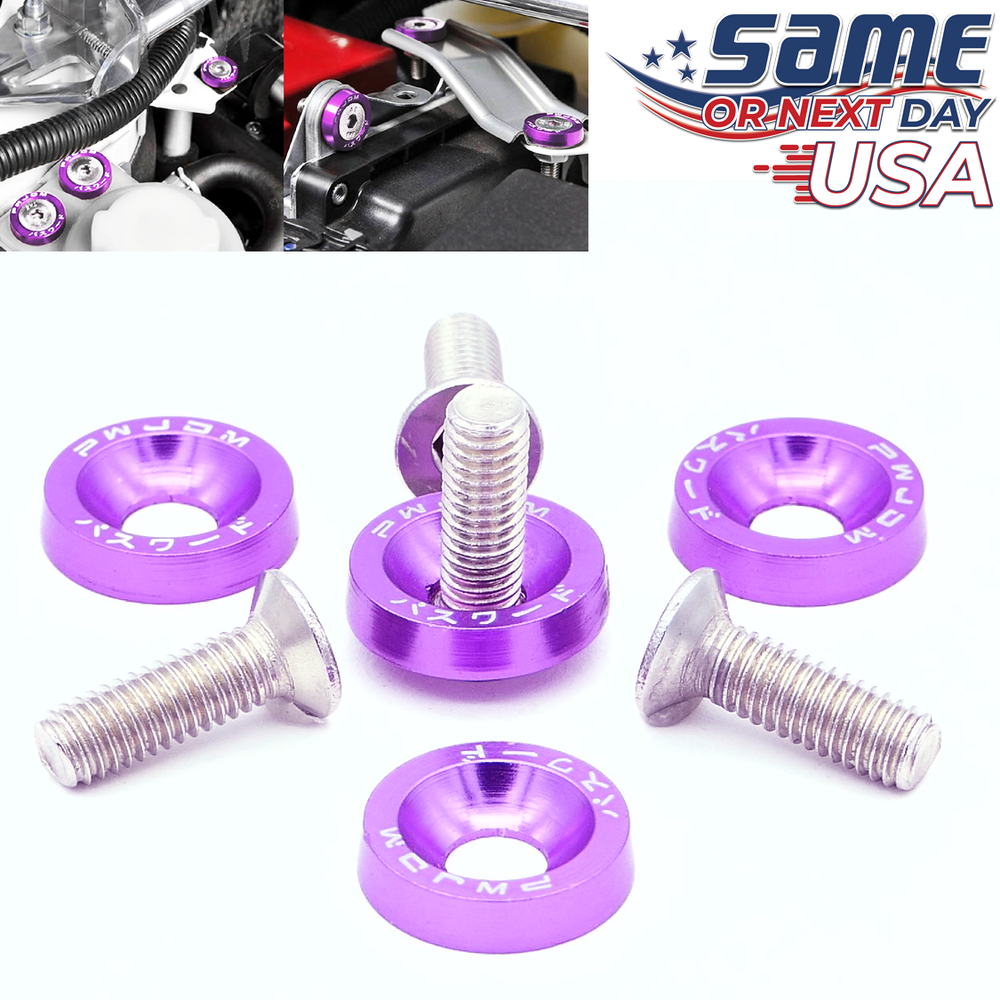 Password JDM Purple Aluminum Fender Washers 10-Piece Engine Bolt Dress Up Kit Made in USA-image