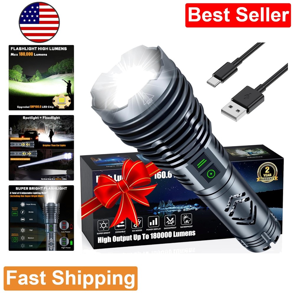 Rechargeable Flashlights 280000 Lumens - Super Bright - Waterproof - 6 Modes
