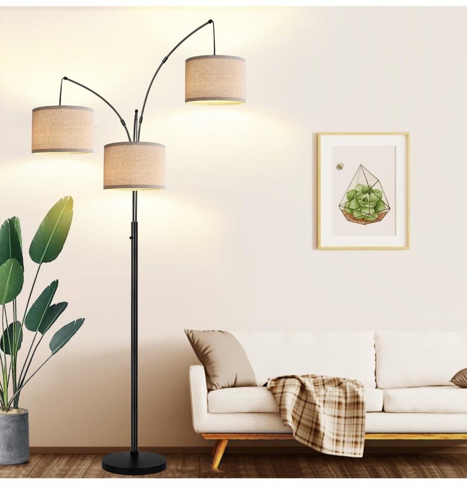 Dimmable Floor Lamp - 3 Lights Arc Floor Lamps for Living Room, 1000LM Modern...