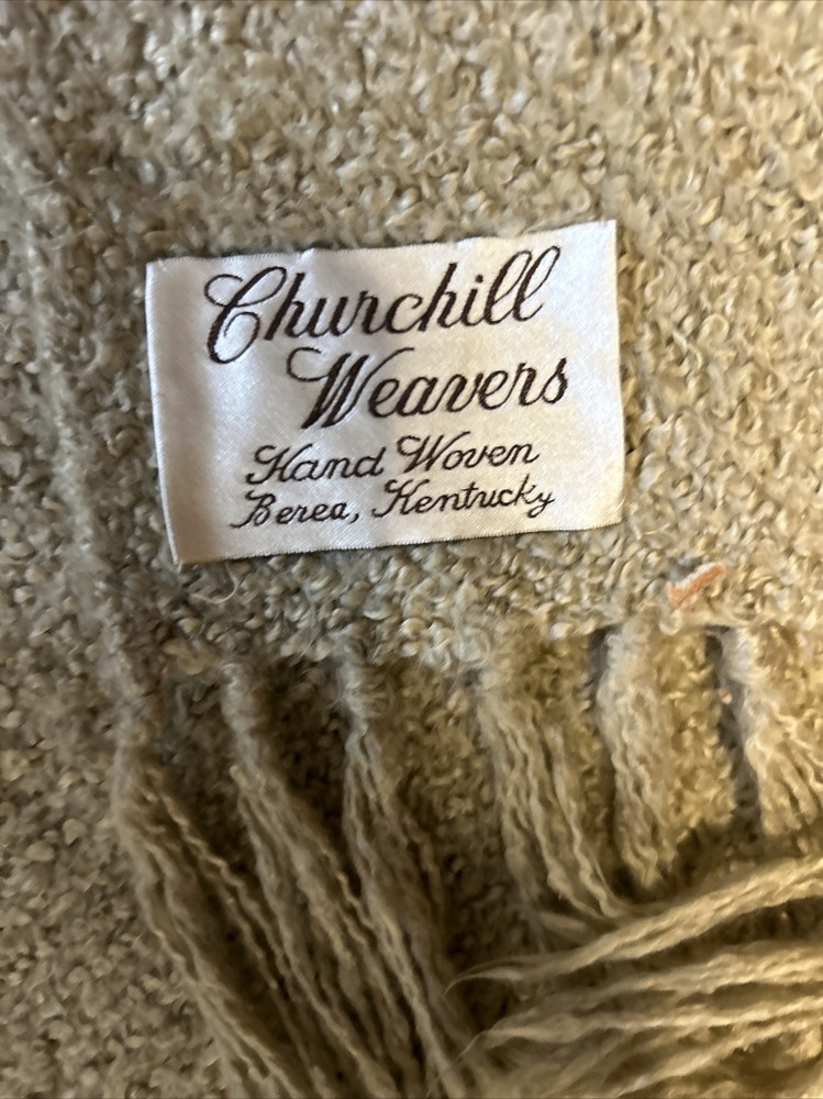 Churchill Weavers Beige Handwoven throw blanket Berea Kentucky USA 46