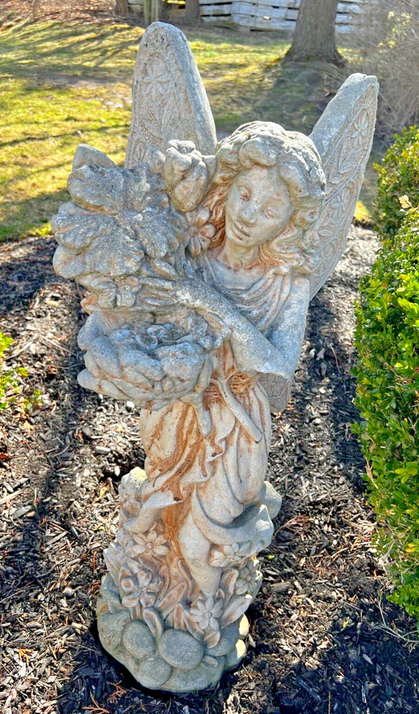 Large Heavy Concrete Angel or Fairy Garden Statue with Wings
