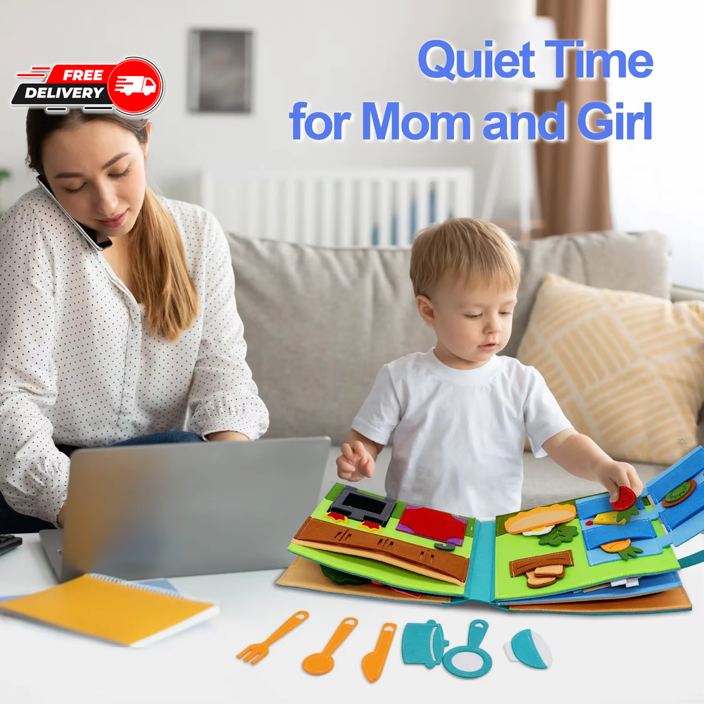 Montessori Busy Book for Toddlers - 3D Felt Learning Activity for Preschool Travel