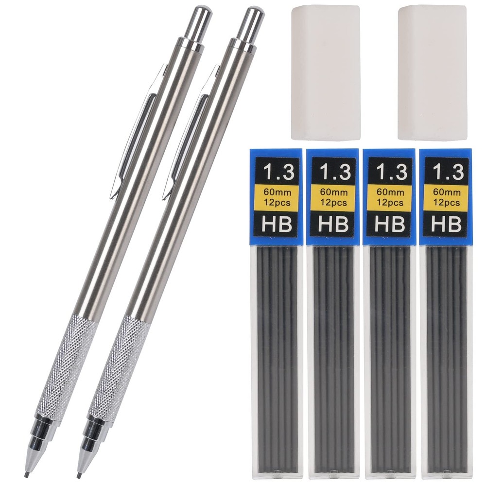 Aitikili 1.3 mm Mechanical Pencil Set with 4 Tubes Lead Refills,2 Eraser,1.3m...